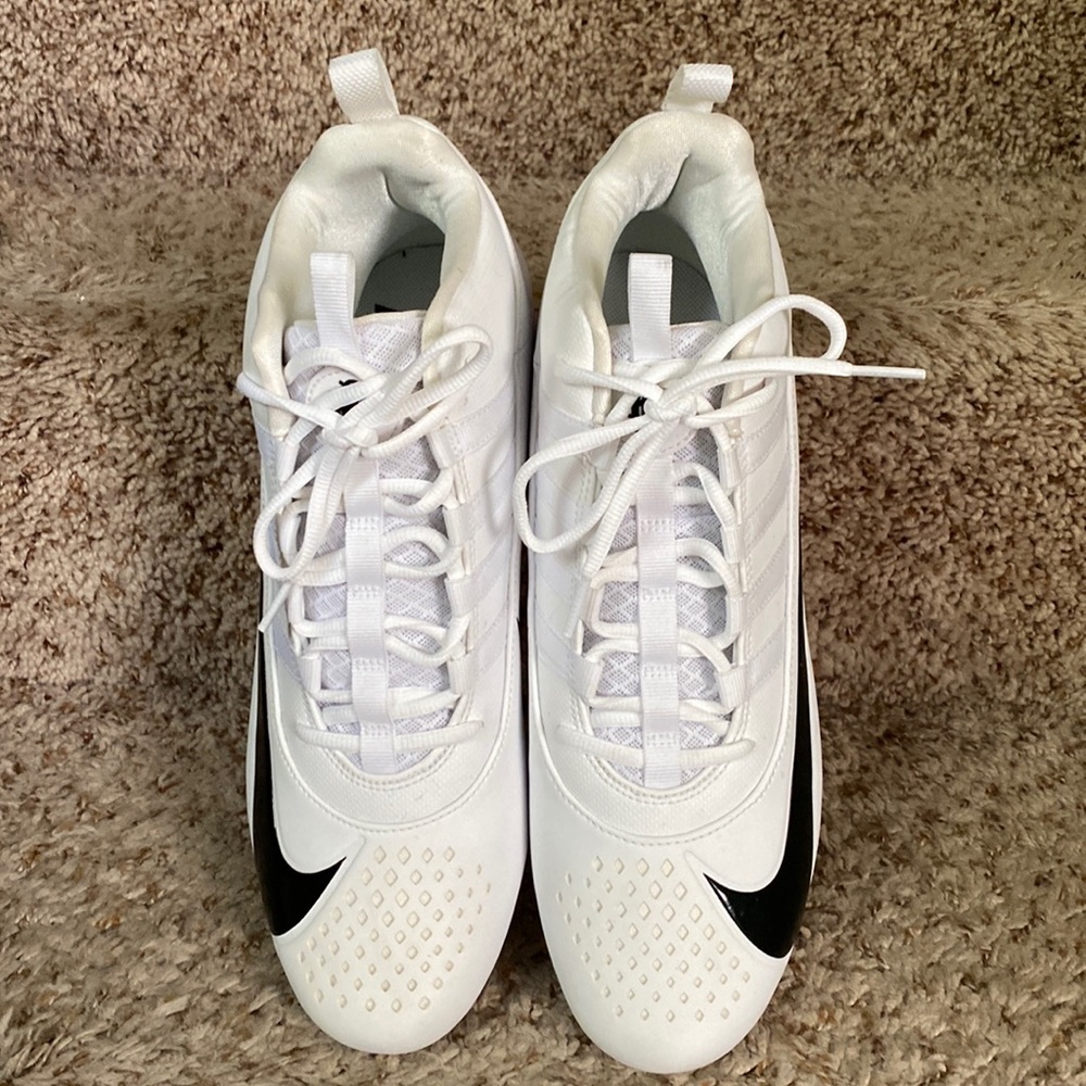 New Nike Football Cleats Size 12.5 White Black Lacrosse Shoe